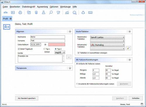 SiDiary - Diabetes Software - Diabetes-Profil SiDiary - Diabetes Software - Diabetes-Profil